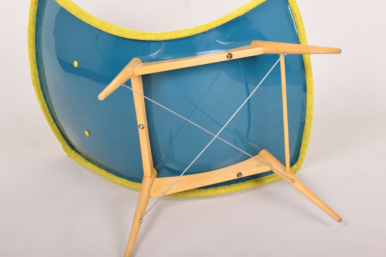 Yellow And Blue Mid Century Armchairs, Made In 1950s Czechia. Fully Restored. photo 1600.0
