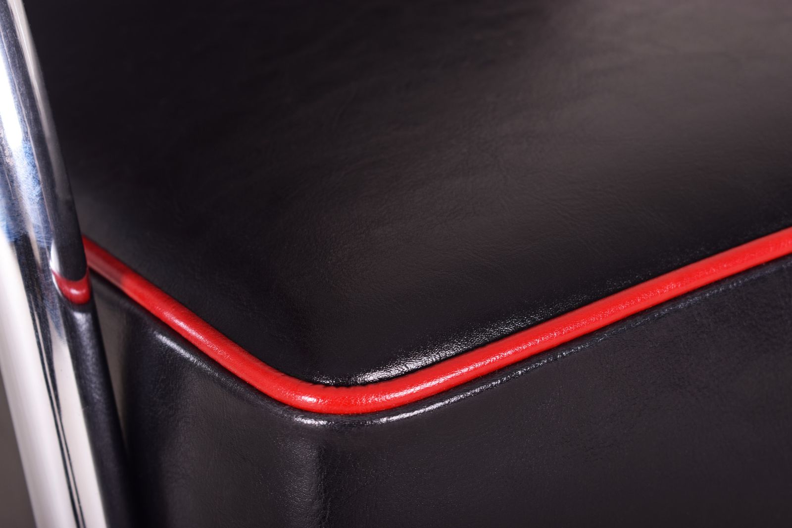 Black And Red Bauhaus Leather Armchairs, Made In 1930s Czechia By Mücke Melder photo for sale