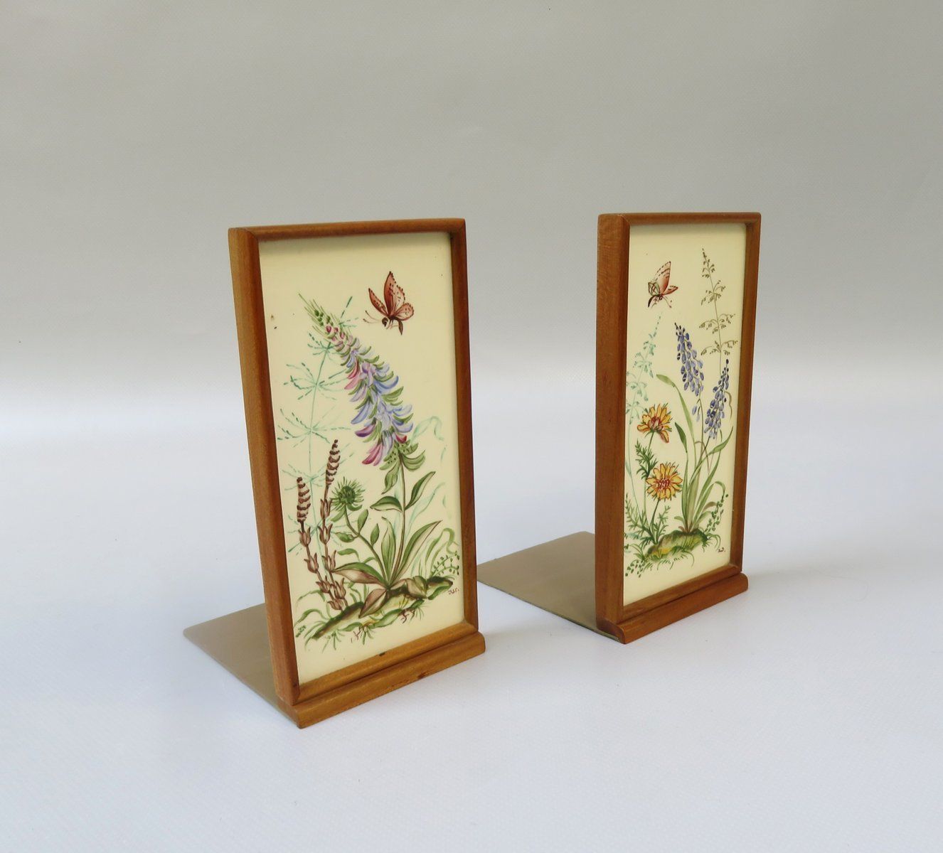 Meadow Flowers, Ilse Wehe, Painting, 1950s, Ceramics, Set Of 2 photo for sale