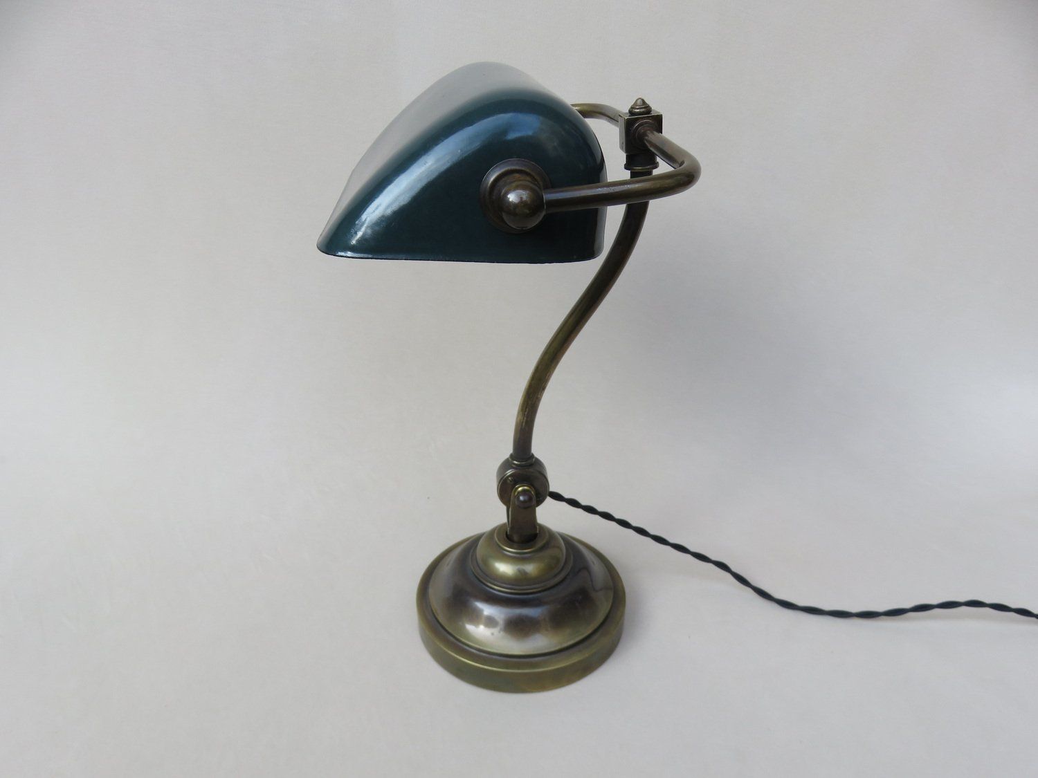 Art Nouveau Enameled Brass Banker's Lamp photo 2502.4