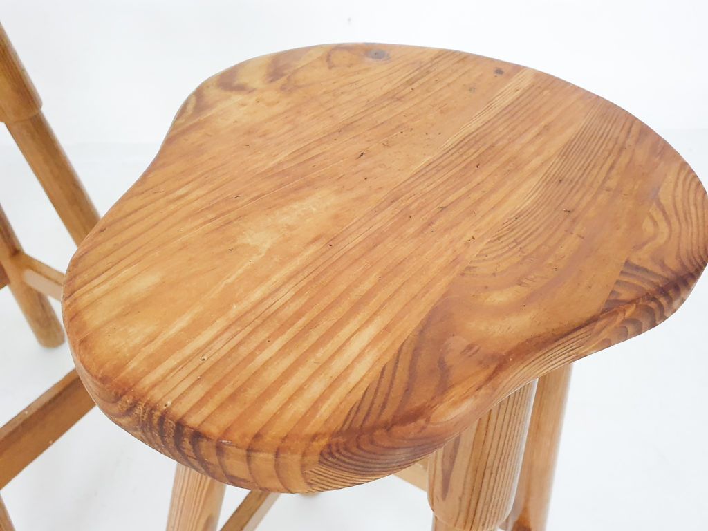 Scandinavian Modern Barkrukken Van Grenenhout, Ca. Jaren 1970 photo buy