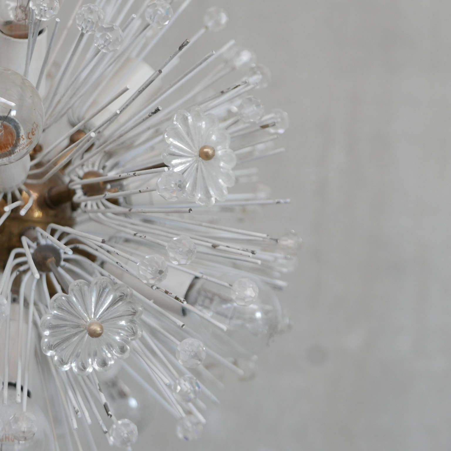 Austrian Mid Century Glass And Brass Chandelier Pendant By Emil Stejnar photo for sale