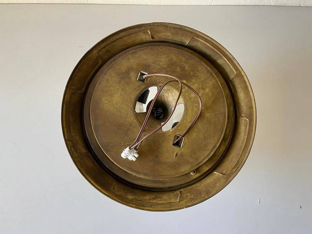 photo furniture Italian Glass & Heavy Brass Base Ceiling Or Wall Lamp By Mod Dep Lamp Art, 1960s, Italy
