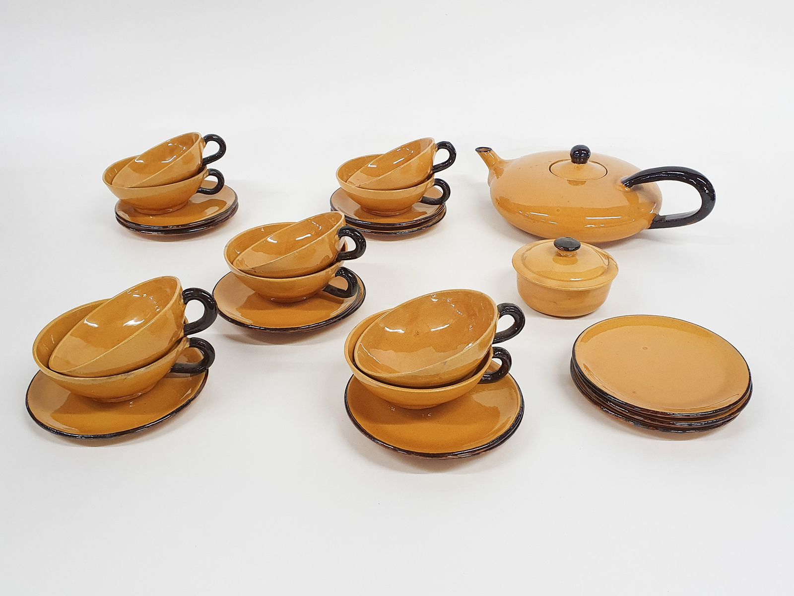 Ochre Porcelain Tableware By Roger Mourre For Dieulefit, France 1950's