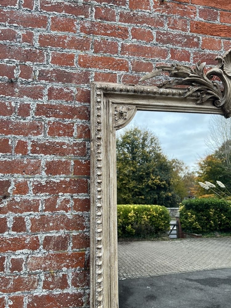 An Exceptional Large Antique French 19th Century Carved Wood & Gesso Painted Mirror photo furniture
