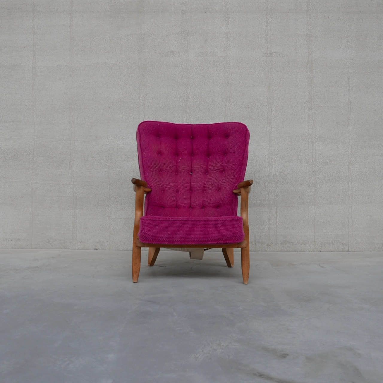 photo vinterior Guillerme Et Chambron Oak Mid Century 'Repos' Armchair