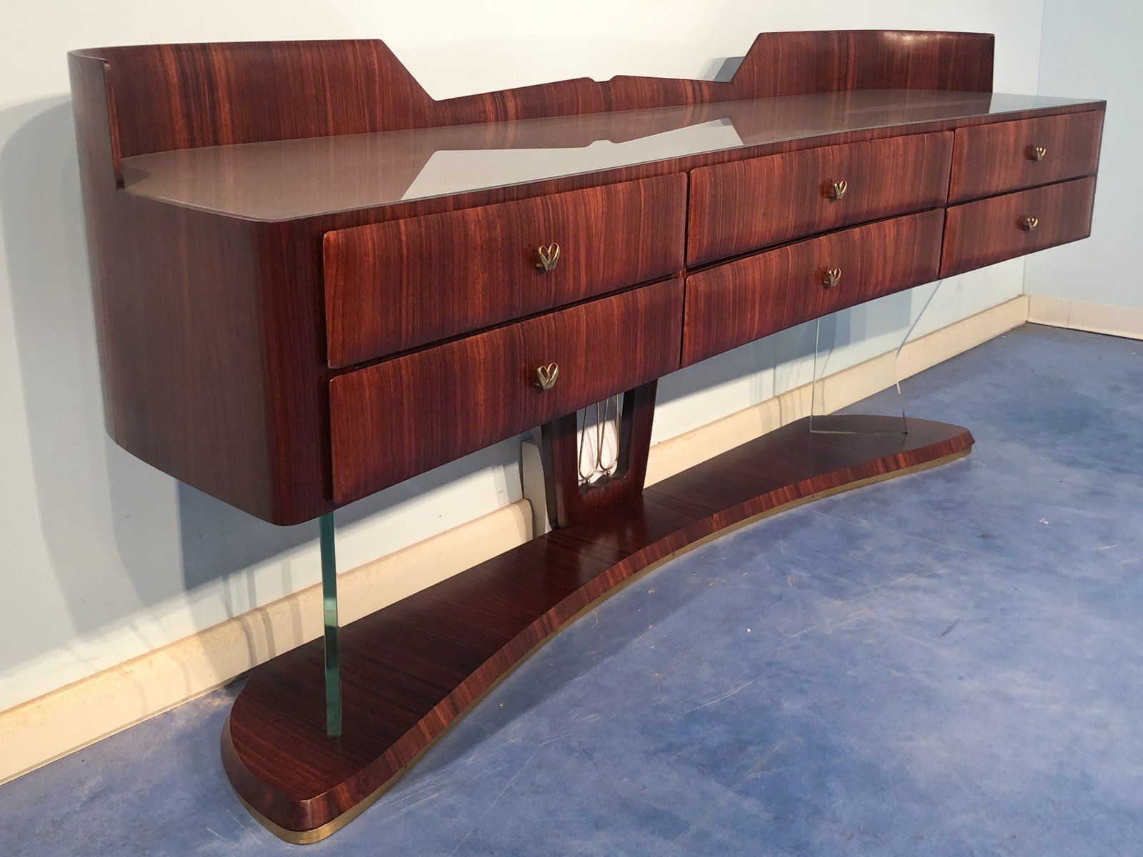 5132.0 Mid Century Italian Sideboard In Rosewood With Mirror By Vittorio Dassi, 1950s photo
