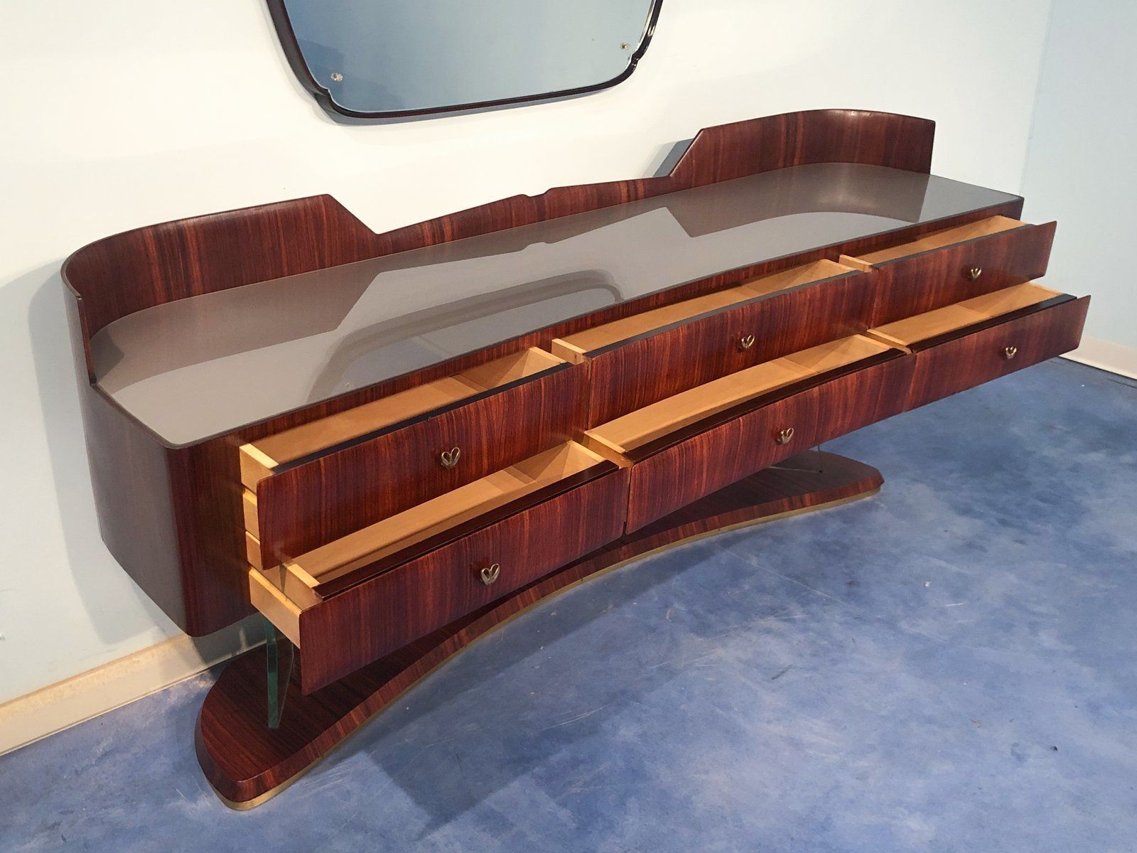 photo buy Mid Century Italian Sideboard In Rosewood With Mirror By Vittorio Dassi, 1950s