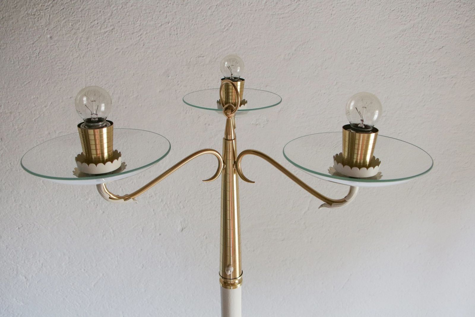 Mid Century Italian Ash & Polished Brass Floor Lamp In The Style Of Pietro Chiesa, 1940s photo furniture