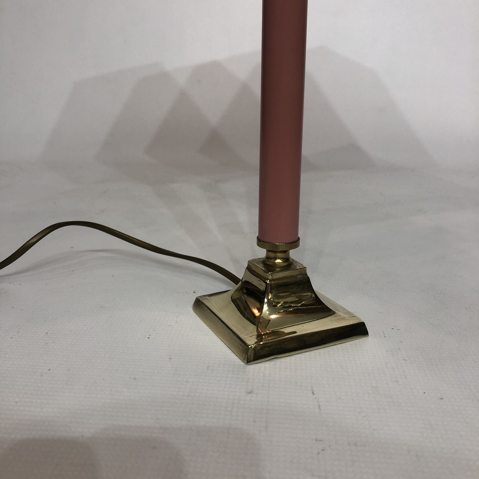 1980s Brass And Pink Enamel Table Lamp Memphis Vintage Arcade Candle photo for sale
