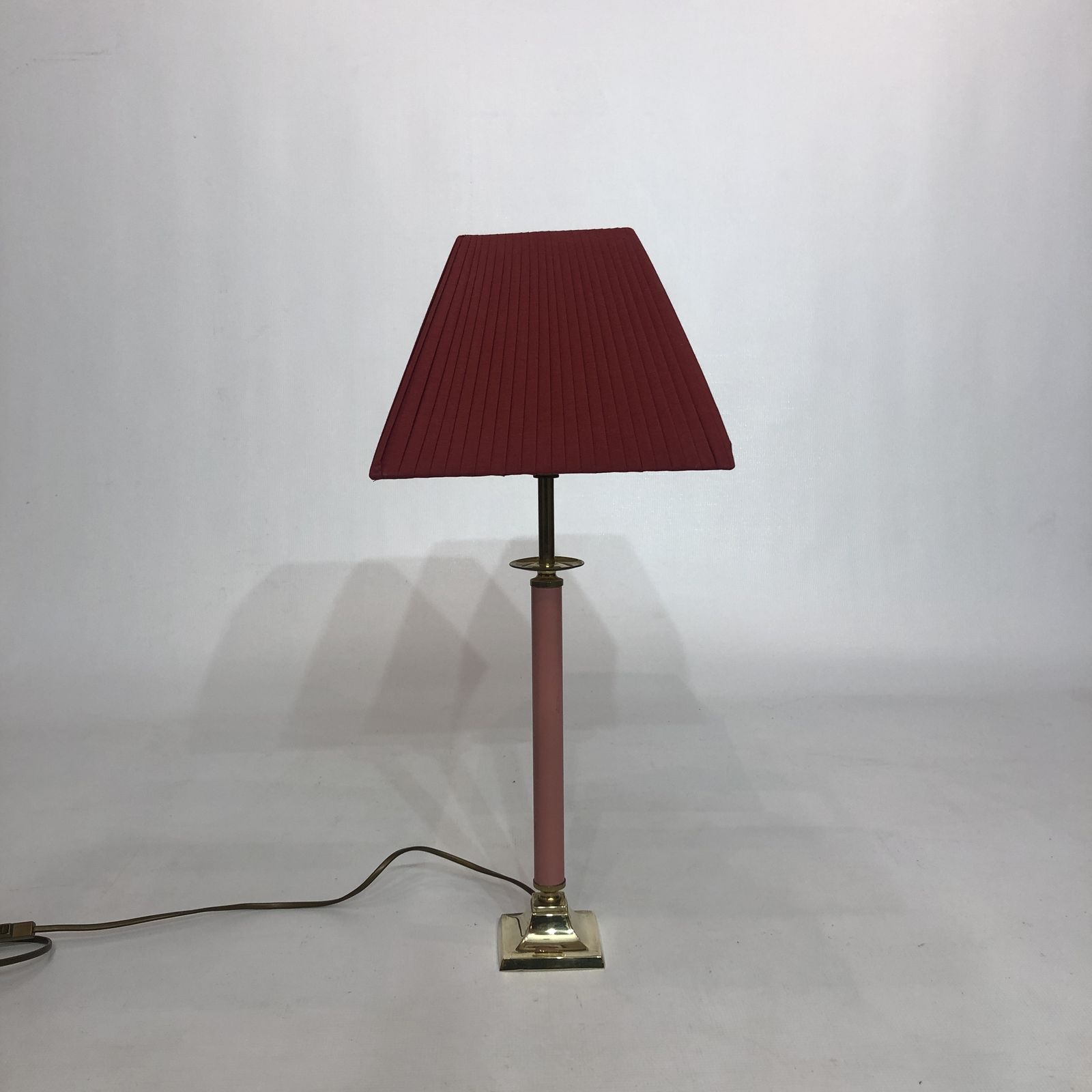 1980s Brass And Pink Enamel Table Lamp Memphis Vintage Arcade Candle photo vinterior