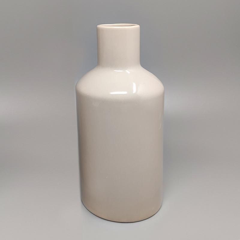 1970s Amazing Pair Of Vases In Ceramic By F.Lli Brambilla In Beige Color. Made In Italy photo for sale