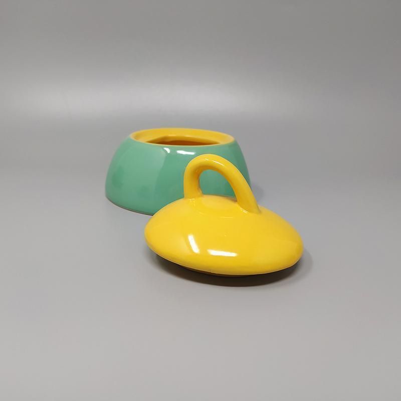 photo for sale 1980s Gorgeous Green And Yellow Tea Set/Coffee Set In Ceramic By Naj Oleari. Made In Italy