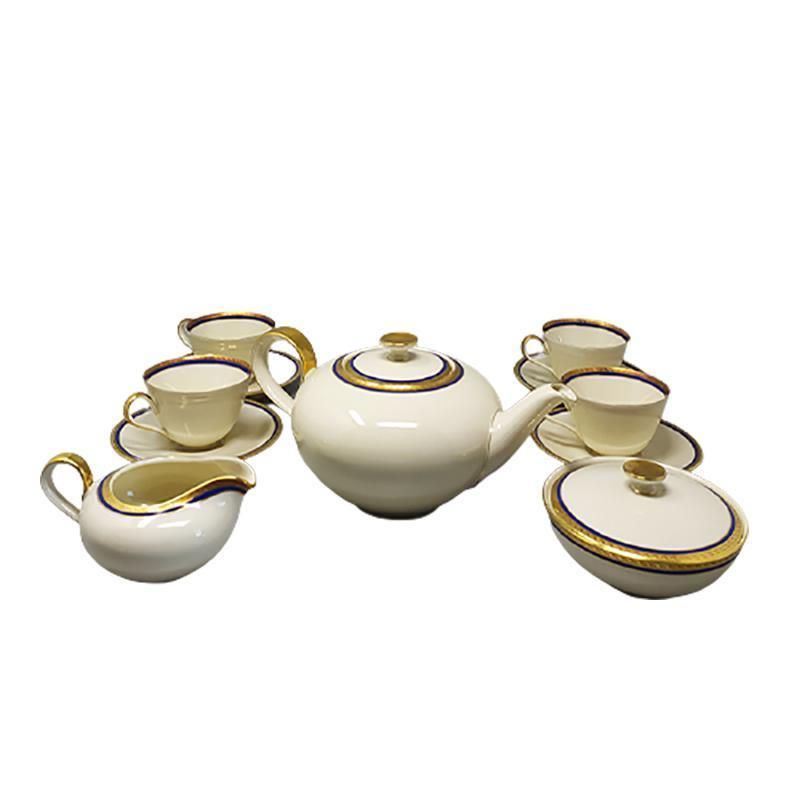 1950s Gorgeous White, Blue And Gold Tea Set/Coffee Set In Bavaria Porcelain. Made In Germany