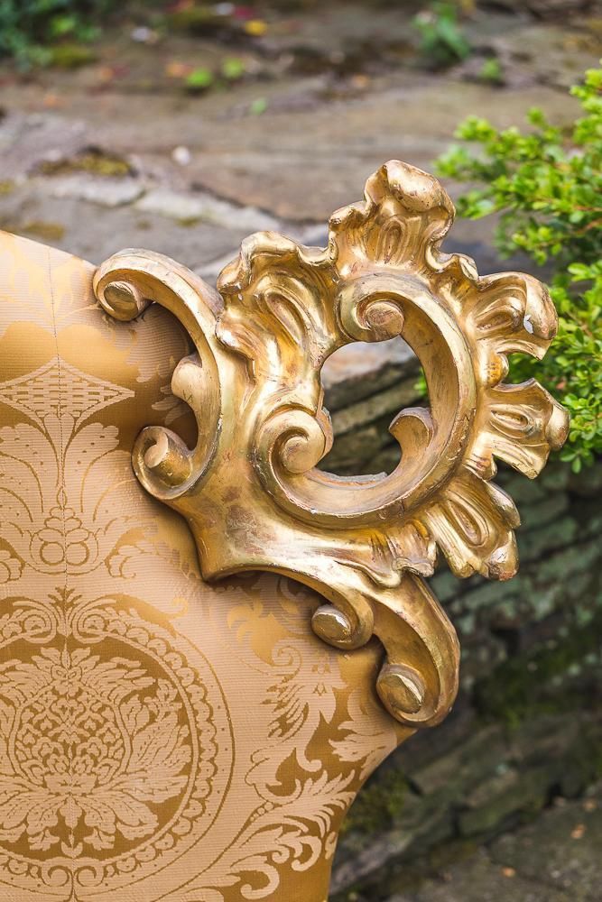 Late 20th Century Carved Gilt Wood Cushion Back Headboard photo Furniture