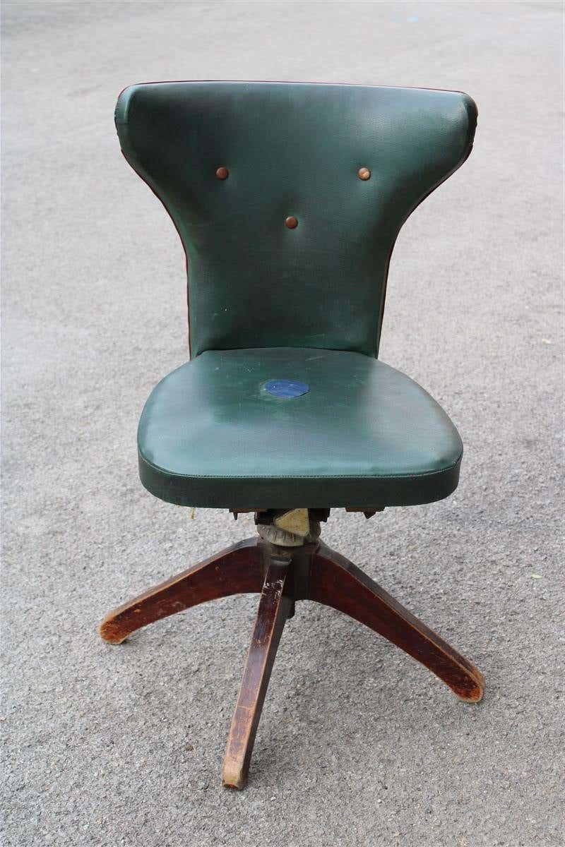 Green Mid Century Swivel Italian Chair Office Feet Wood Melchiorre Bega Style photo furniture