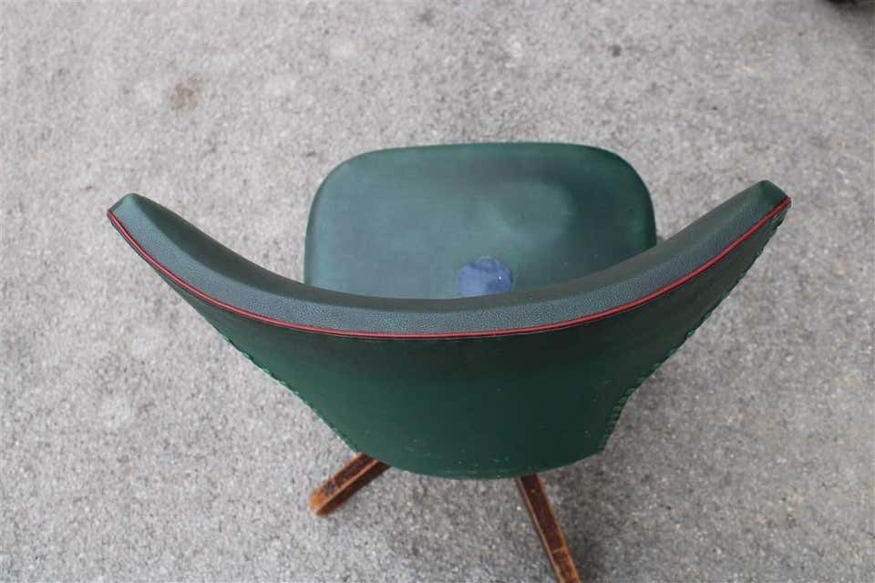 photo furniture Green Mid Century Swivel Italian Chair Office Feet Wood Melchiorre Bega Style