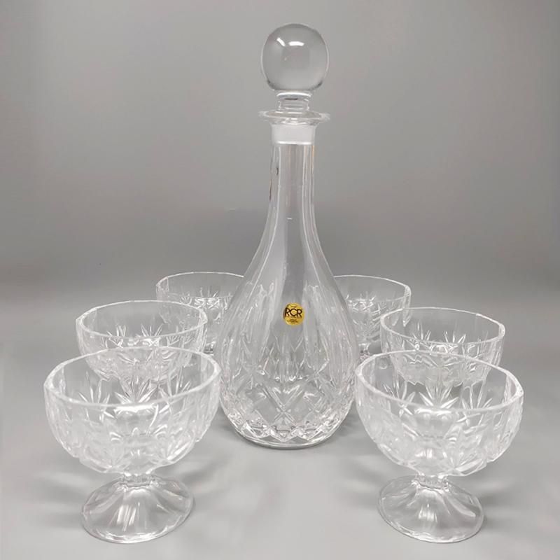 1960s Elegant Italian Mid Century Vintage Crystal Decanter With 6 Crystal Glasses photo furniture
