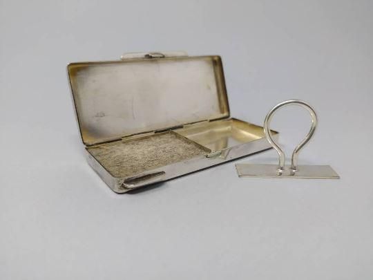 1930s Stunning Rare French Pocket Vintage Rubber Stamp In Silver. photo furniture
