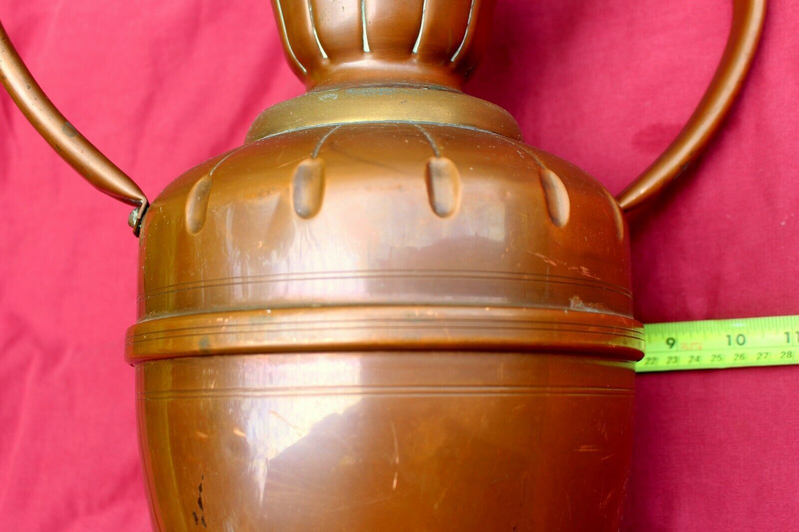 Home Decor Large Antique French Vintage Handmade Copper Pot Vase Flower Jar 50 X 40 Cm photo