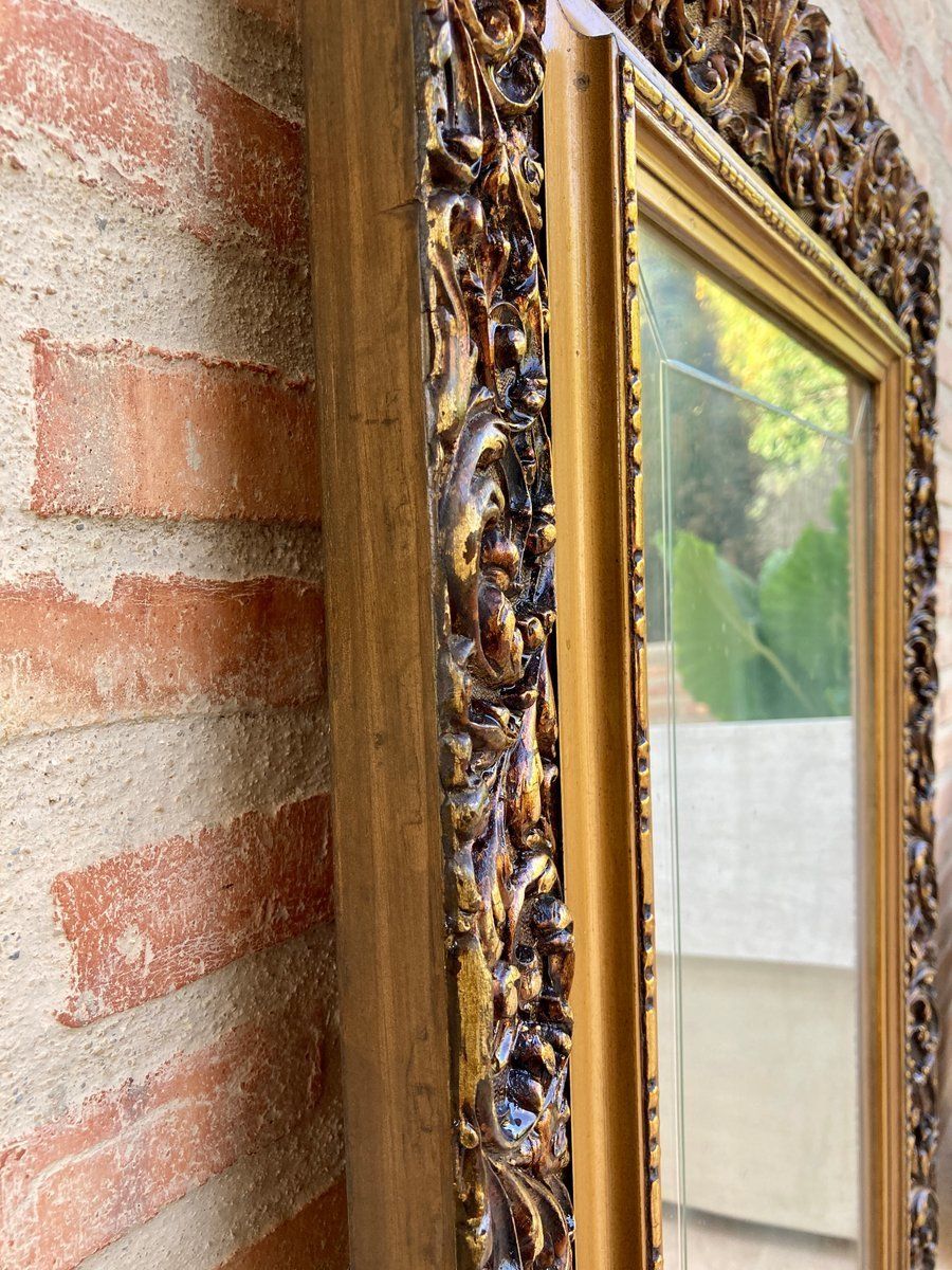 Early 20th Century Spanish Beveled Mirrors With Gold Frames, Set Of 2 photo for sale