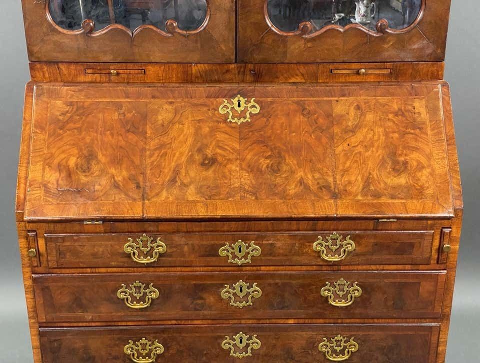 18th Century English George II Walnut Secretary Bookcase photo vintage