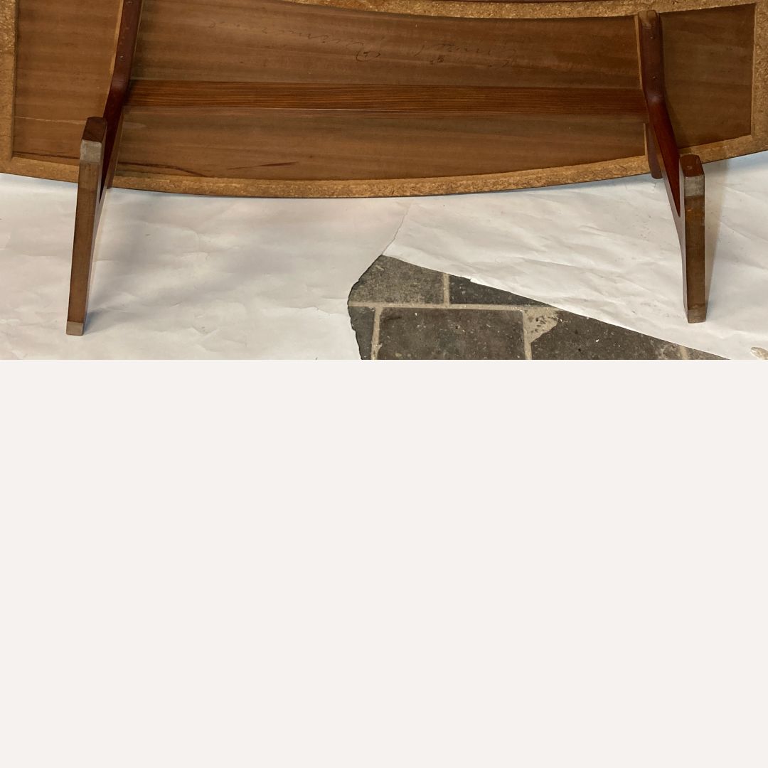 photo furniture Teak Veneered Kidney Shaped Curved Coffee Table
