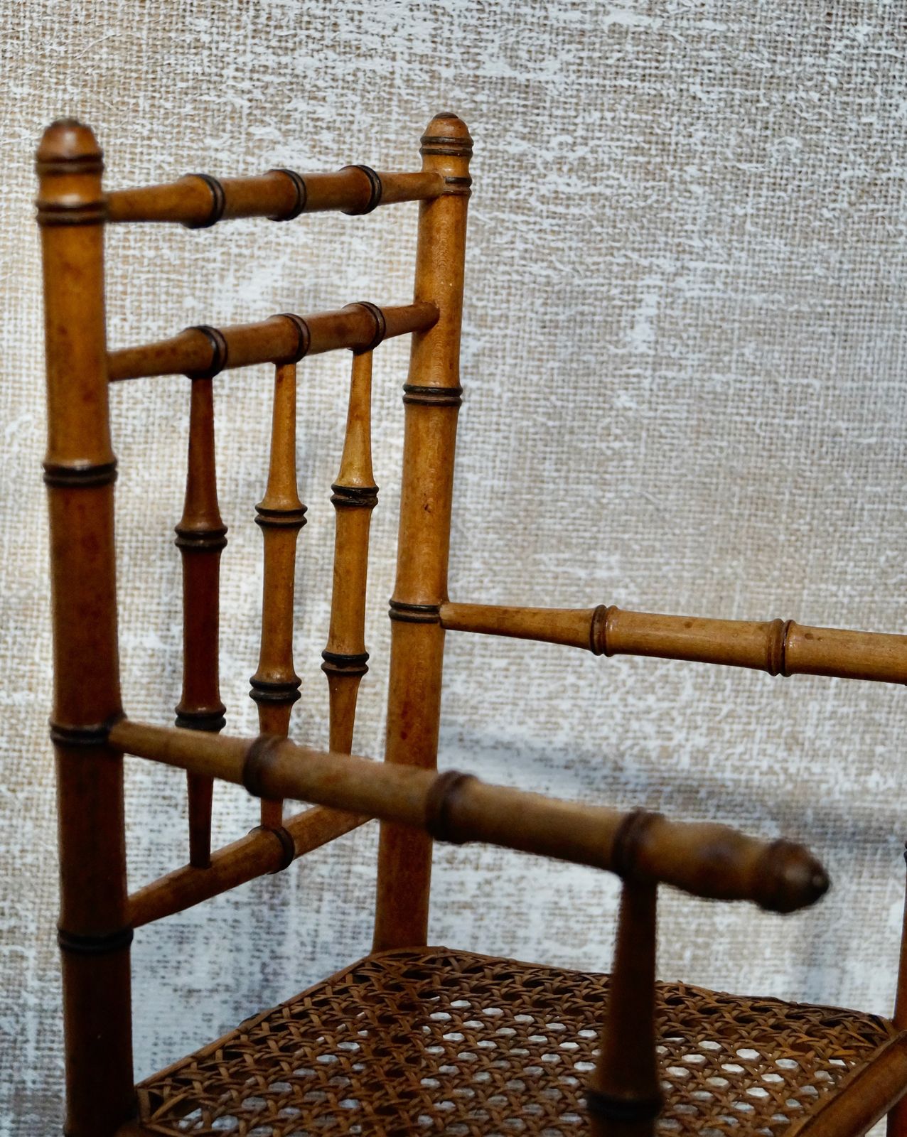 photo buy Rare French Antique Faux Bamboo Dolls Highchair