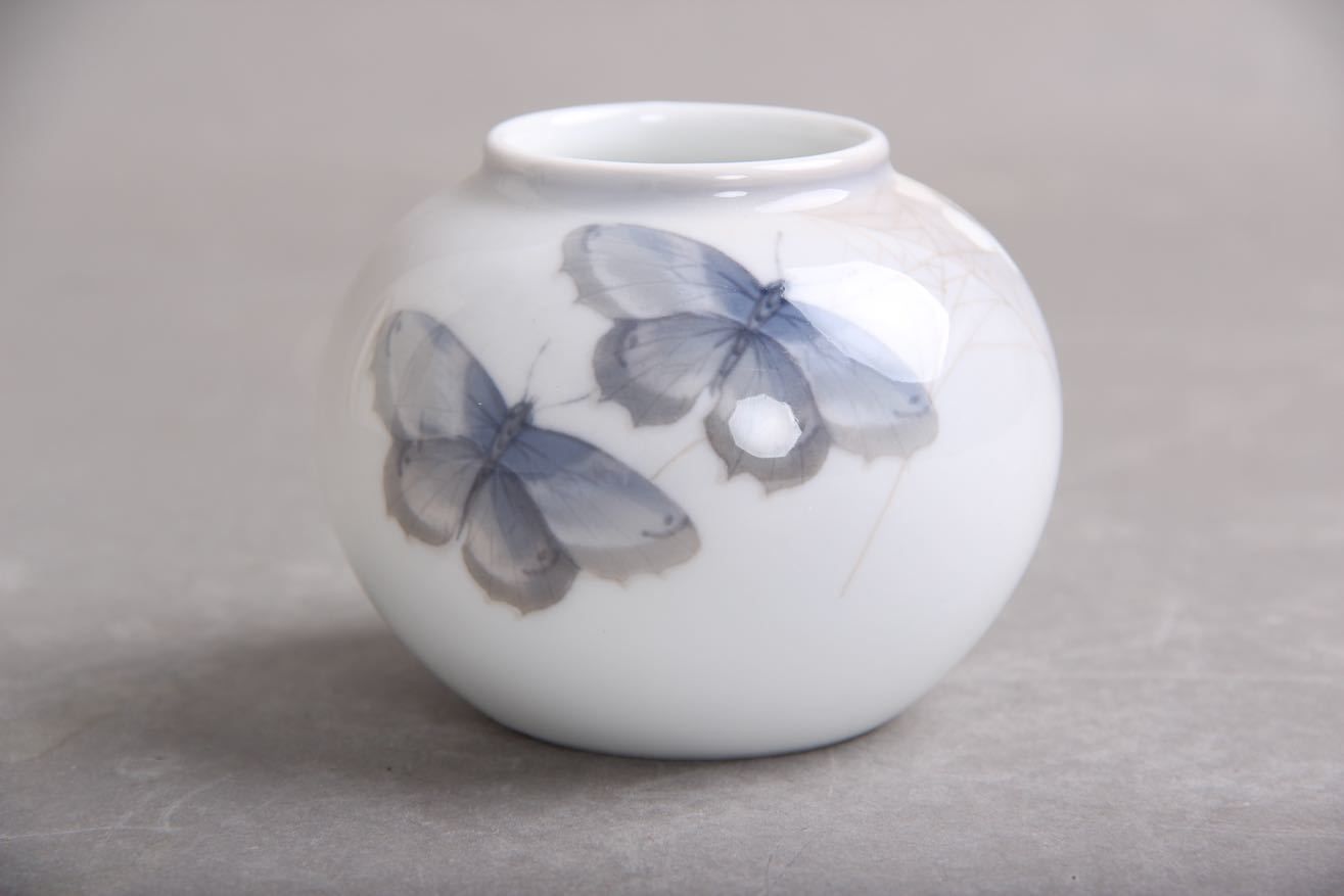 Danish Royal Copenhagen, Vase Model 814/2390. Flowers And Butterflies.
