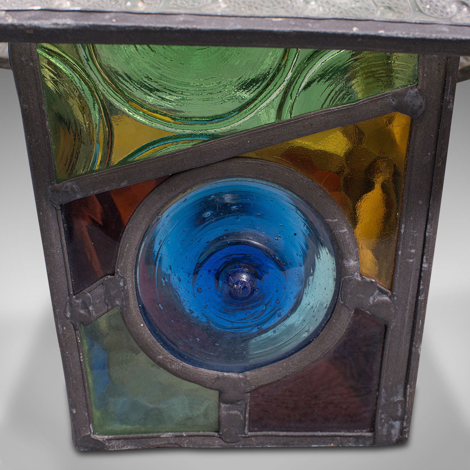 Antique Decorative Lantern Hood, English, Stained Glass, Lamp Shade, C.1900 photo vinterior