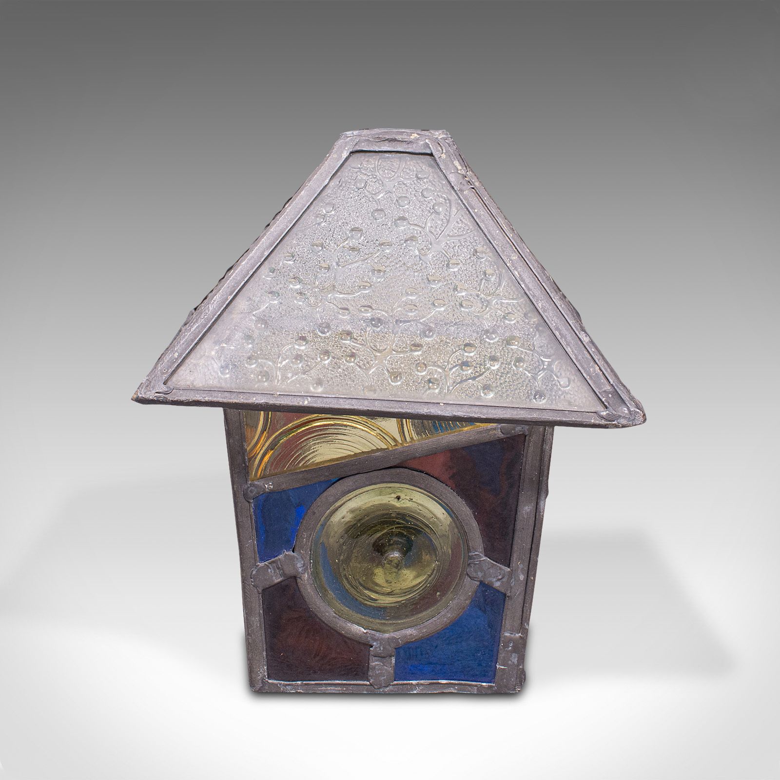 Antique Decorative Lantern Hood, English, Stained Glass, Lamp Shade, C.1900 photo buy