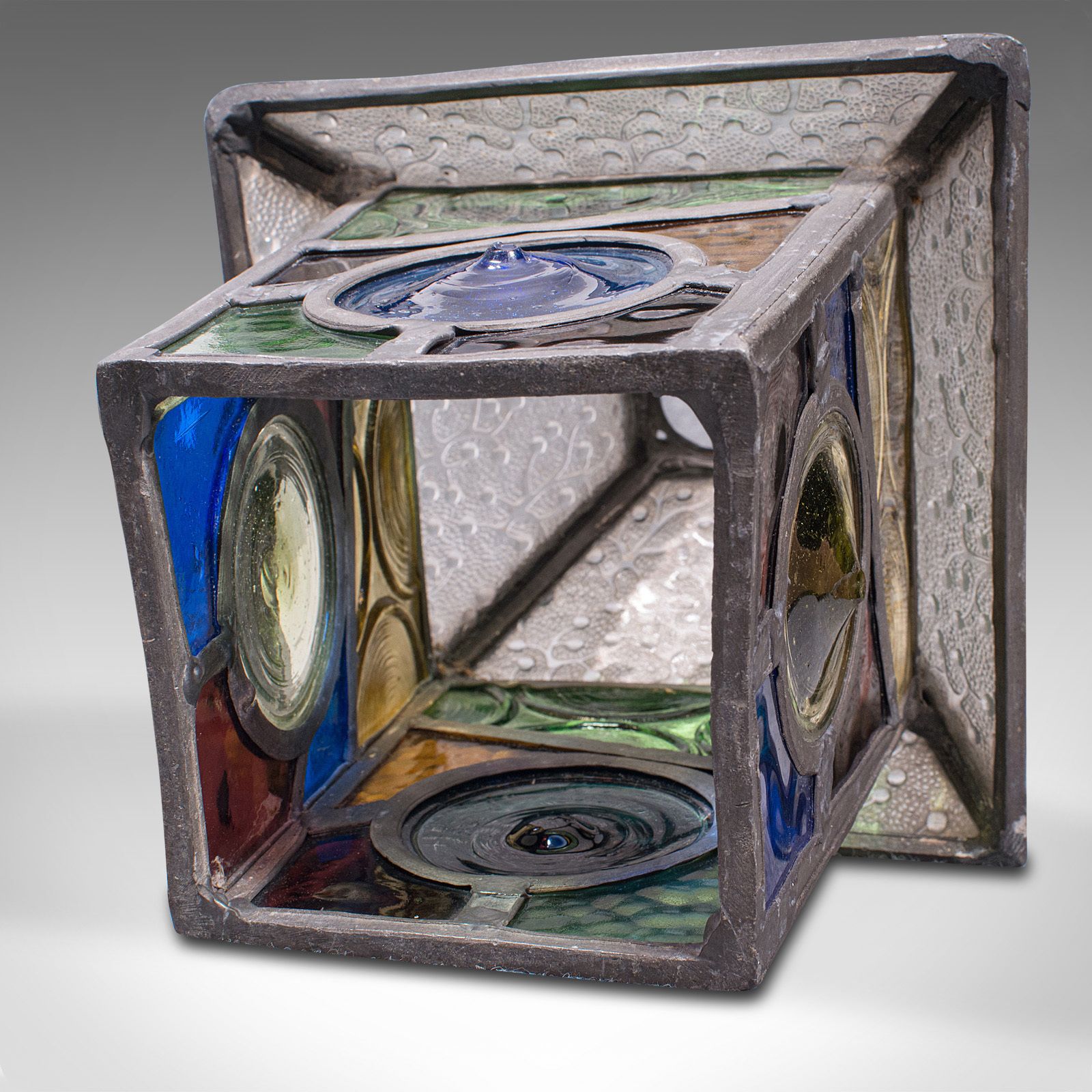 495.0 Antique Decorative Lantern Hood, English, Stained Glass, Lamp Shade, C.1900 photo