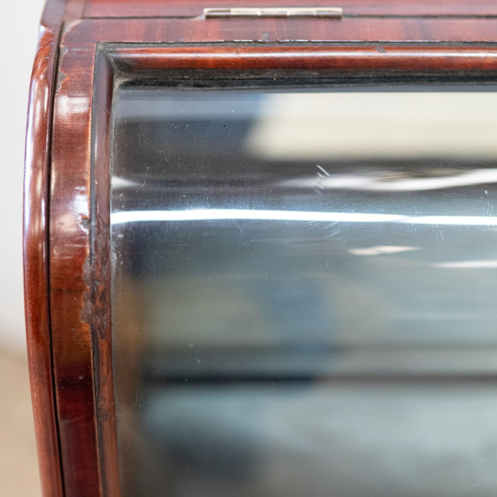 Pair Of Antique Curved Glass Counter Display Cases On Legs photo vintage