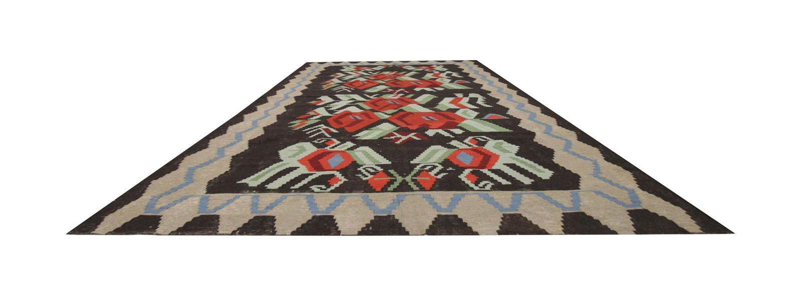 Floral Kilim Rugs Handmade Carpet Vintage Traditional Wool Rug photo for sale