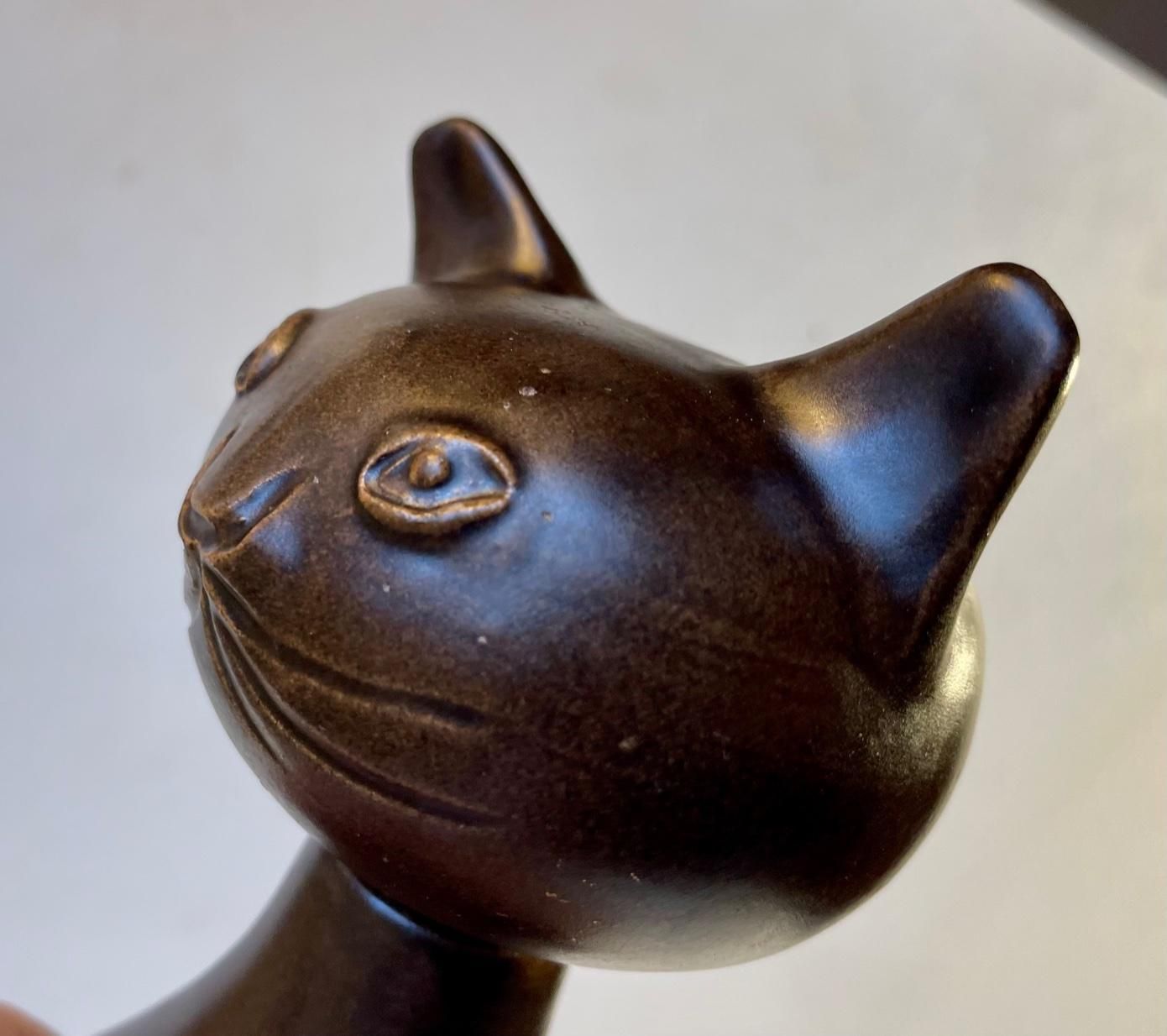 Scandinavian Glazed Ceramic Cat Decanter Or Vase By Bjerre, 1970s photo for sale