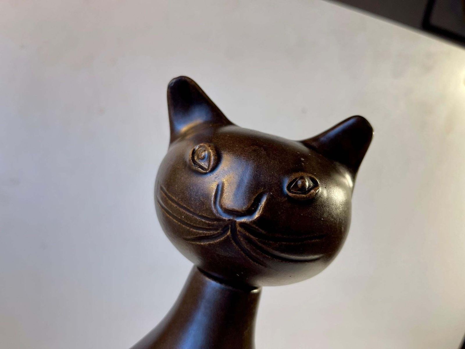 Scandinavian Glazed Ceramic Cat Decanter Or Vase By Bjerre, 1970s photo Home Decor
