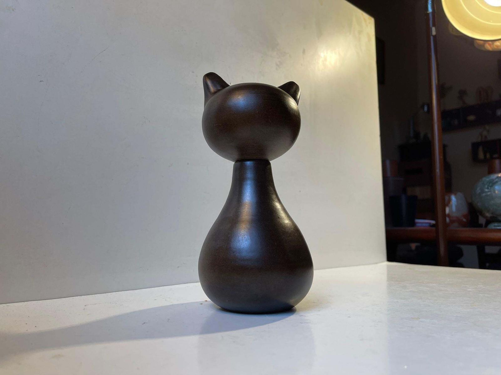 Scandinavian Glazed Ceramic Cat Decanter Or Vase By Bjerre, 1970s photo 356.0