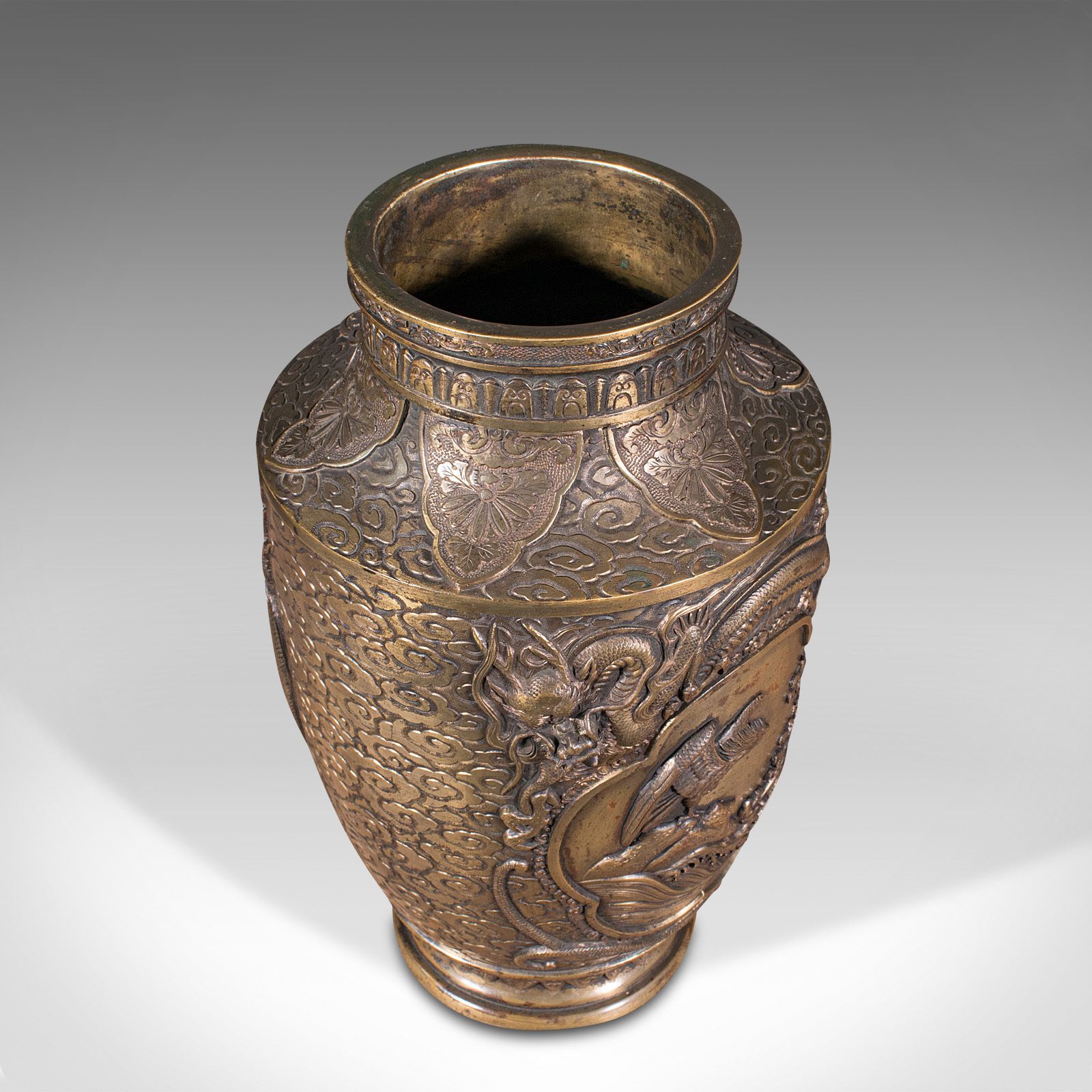 Large Antique Decorative Vase, Japanese, Bronze, Meiji Period, Urn, C.1900 photo for sale