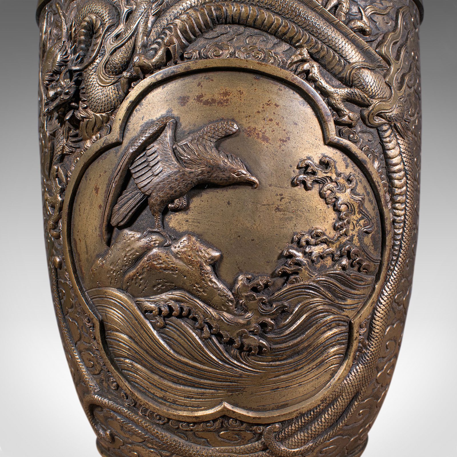 photo for sale Large Antique Decorative Vase, Japanese, Bronze, Meiji Period, Urn, C.1900
