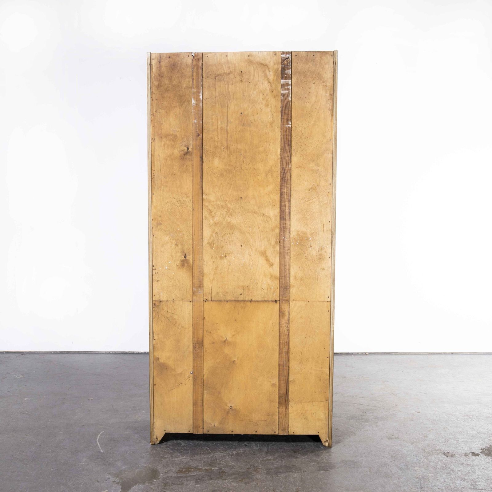 photo for sale 1950’s Tall English Haberdashery Shelved Cabinet – Sixteen Drawers (Model 1244.1)