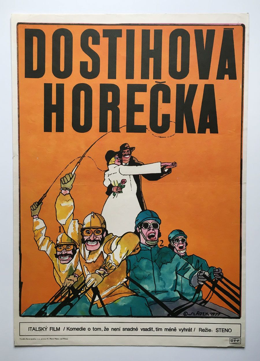 Original Film Poster, Horse Fever, Antonín Sládek, 1977, Genuine Czech Vintage Print