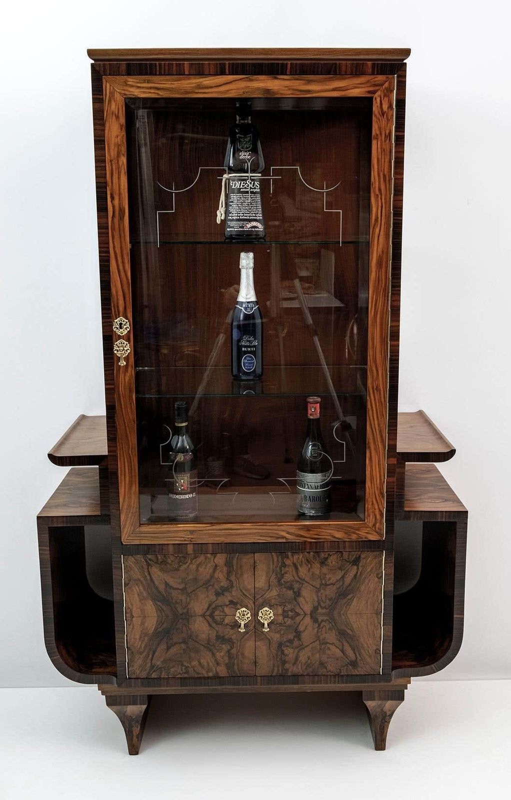 Art Dèco Italian Walnut Vitrines Or Bar Display Cabinet, 1925 photo vintage
