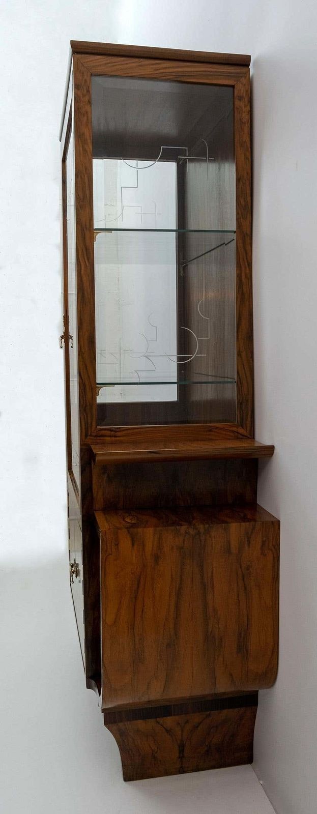 photo for sale Art Dèco Italian Walnut Vitrines Or Bar Display Cabinet, 1925