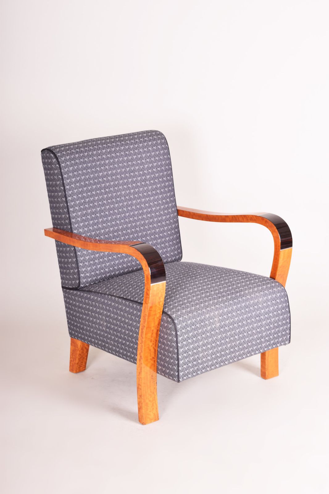 French Art Deco Armchair Made In The 1920s. Restored Makasar Ebony.