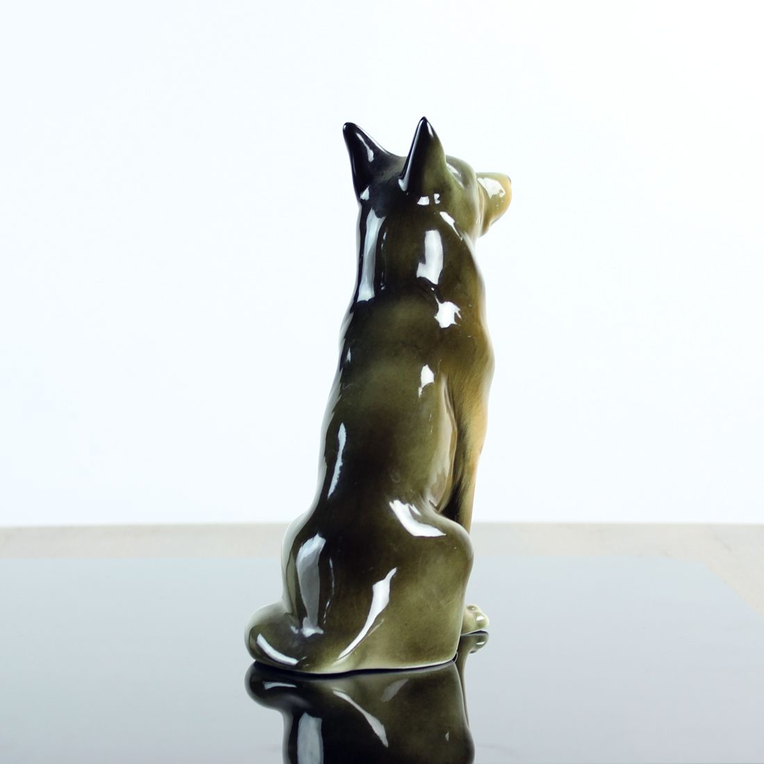 Porcelain Statue Of German Shepard, Royal Dux, Czechoslovakia 1960s photo buy