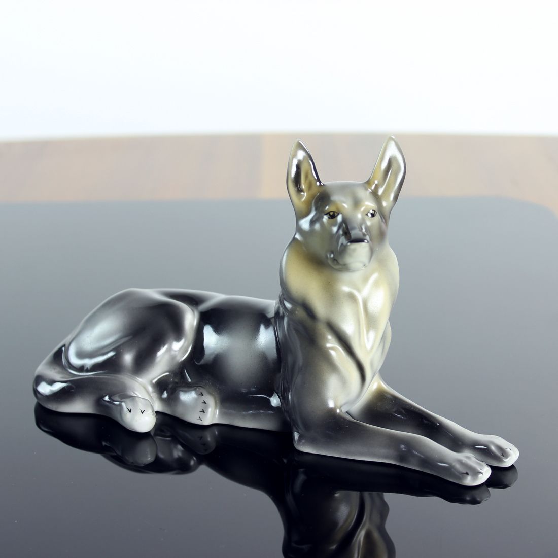 Porcelain Statue Of German Shepard, Hollohaza, Hungary 1831 photo Home Decor