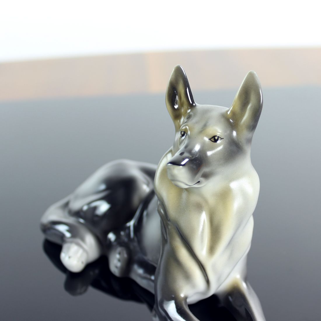 Porcelain Statue Of German Shepard, Hollohaza, Hungary 1831 photo buy
