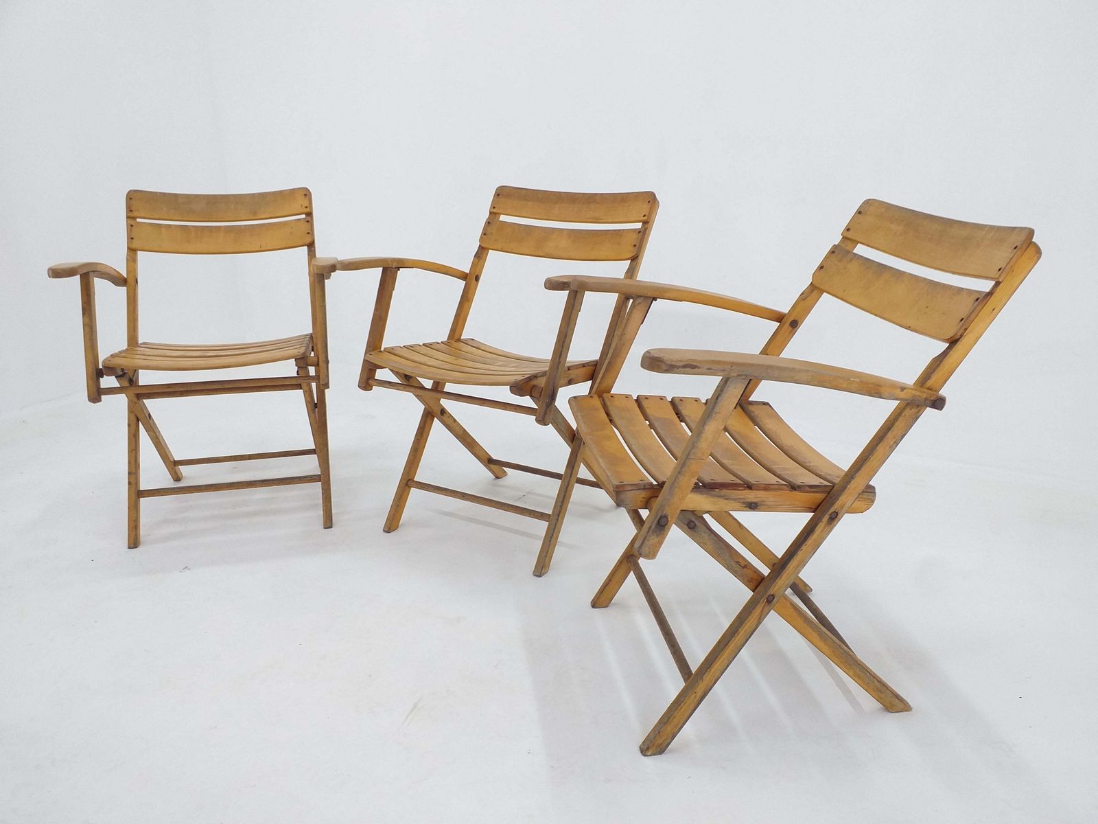 Set van drie Bauhaus klapstoelen (fauteuils) Naether photo vintage