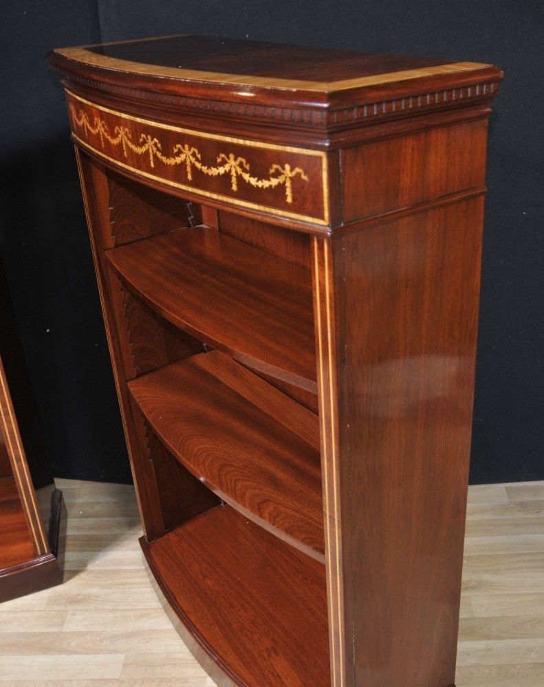 Pair Regency Adjustable Shelving Sheraton Inlay photo buy