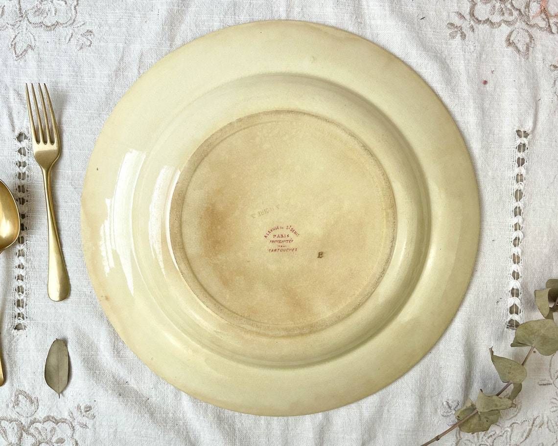 Red Iron Clay Dish "Cartouches" St Denis Paris photo buy